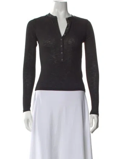 Pre-owned Veronica Beard V-neck Long Sleeve Top In Gray