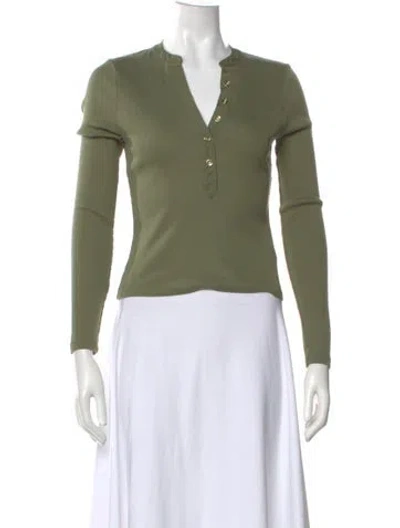 Pre-owned Veronica Beard V-neck Long Sleeve Top In Green