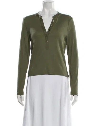 Pre-owned Veronica Beard V-neck Long Sleeve Top In Green