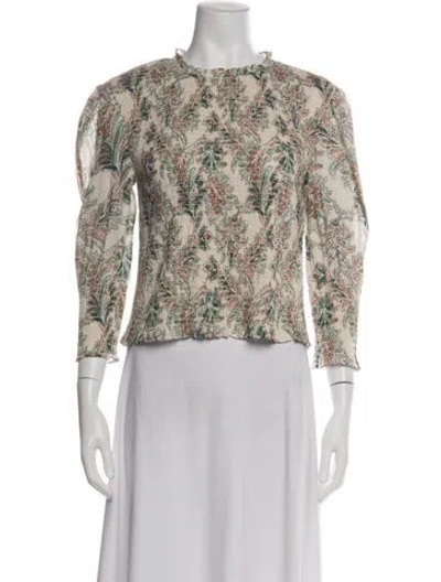 Pre-owned Veronica Beard V-neck Long Sleeve Top In Green