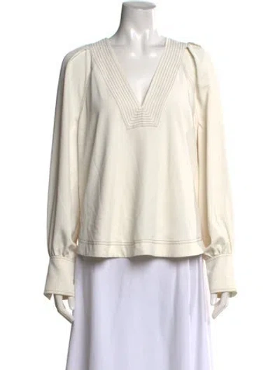 Pre-owned Veronica Beard V-neck Long Sleeve Top In Neutral