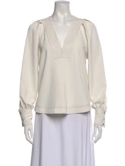 Pre-owned Veronica Beard V-neck Long Sleeve Top In Neutrals