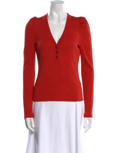 Pre-owned Veronica Beard V-neck Long Sleeve Top In Orange