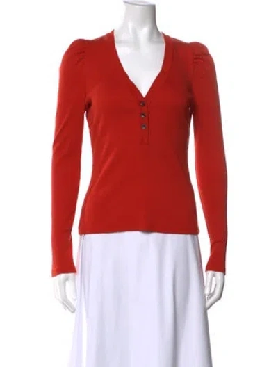 Pre-owned Veronica Beard V-neck Long Sleeve Top In Orange