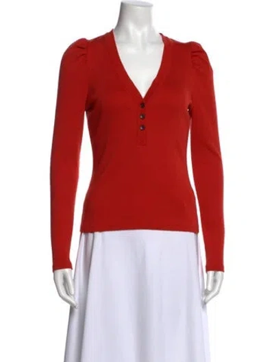 Pre-owned Veronica Beard V-neck Long Sleeve Top In Orange