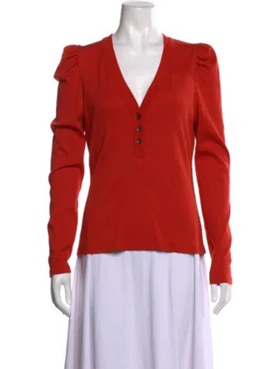 Pre-owned Veronica Beard V-neck Long Sleeve Top In Orange