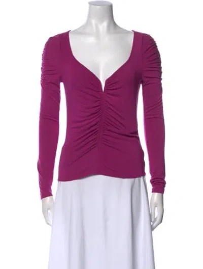 Pre-owned Veronica Beard V-neck Long Sleeve Top In Purple