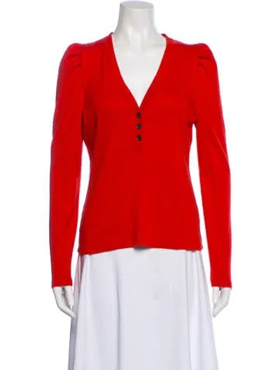 Pre-owned Veronica Beard V-neck Long Sleeve Top In Red