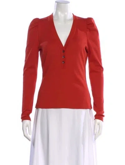 Pre-owned Veronica Beard V-neck Long Sleeve Top In Red