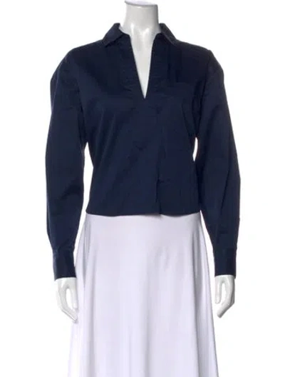 Pre-owned Veronica Beard V-neck Long Sleeve Top W/ Tags In Blue