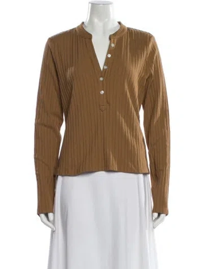 Pre-owned Veronica Beard V-neck Long Sleeve Top W/ Tags In Brown