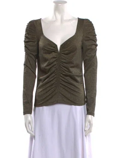 Pre-owned Veronica Beard V-neck Long Sleeve Top W/ Tags In Gold