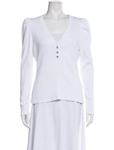Pre-owned Veronica Beard V-neck Long Sleeve Top In White