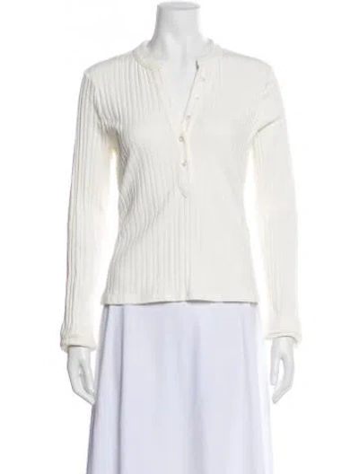 Pre-owned Veronica Beard V-neck Long Sleeve Top In White