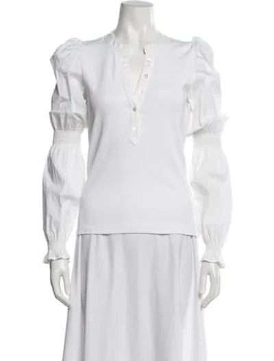 Pre-owned Veronica Beard V-neck Long Sleeve Top In White