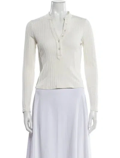 Pre-owned Veronica Beard V-neck Long Sleeve Top In White