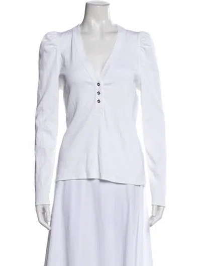 Pre-owned Veronica Beard V-neck Long Sleeve Top In White