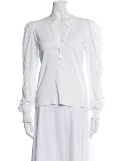 Pre-owned Veronica Beard V-neck Long Sleeve Top In White