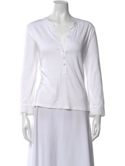 Pre-owned Veronica Beard V-neck Long Sleeve Top In White