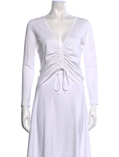 Pre-owned Veronica Beard V-neck Long Sleeve Top In White