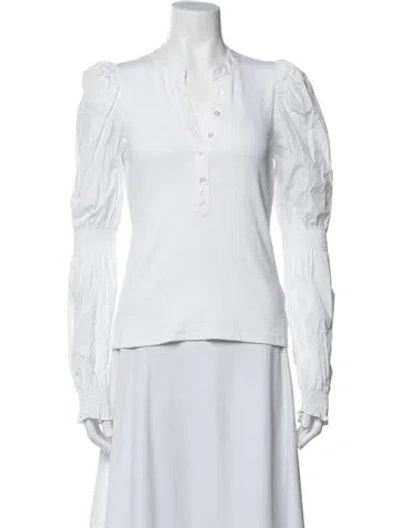 Pre-owned Veronica Beard V-neck Long Sleeve Top In White