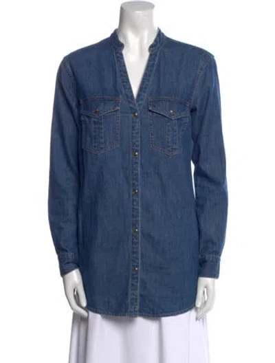 Pre-owned Veronica Beard V-neck Long Sleeve Tunic In Blue