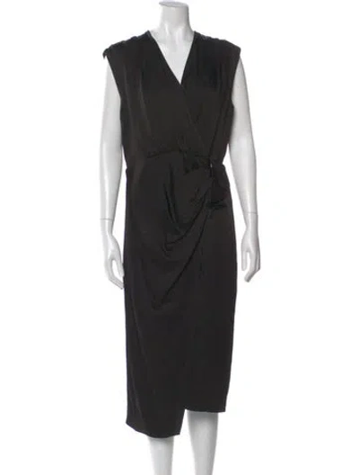 Pre-owned Veronica Beard V-neck Midi Length Dress In Black