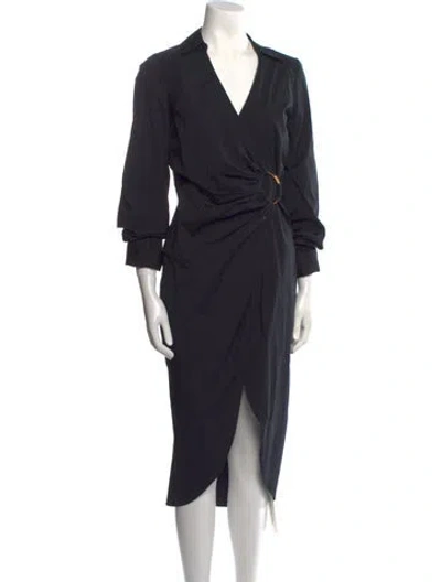 Pre-owned Veronica Beard V-neck Midi Length Dress In Black