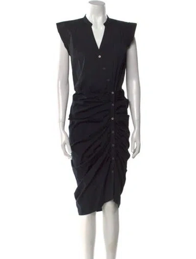 Pre-owned Veronica Beard V-neck Midi Length Dress In Black