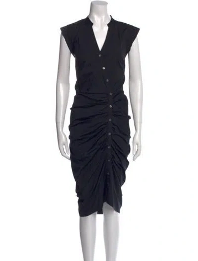 Pre-owned Veronica Beard V-neck Midi Length Dress In Black