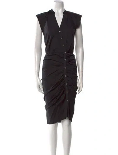 Pre-owned Veronica Beard V-neck Midi Length Dress In Black