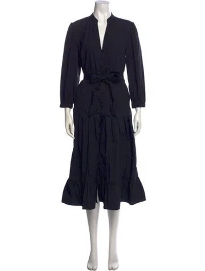 Pre-owned Veronica Beard V-neck Midi Length Dress In Black