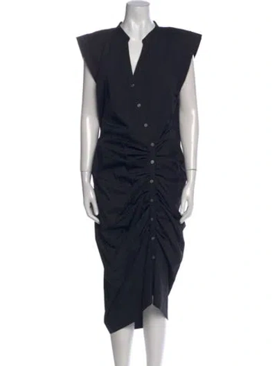 Pre-owned Veronica Beard V-neck Midi Length Dress In Black