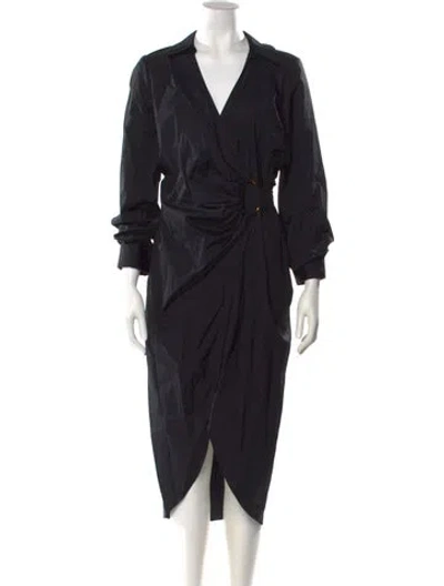 Pre-owned Veronica Beard V-neck Midi Length Dress In Black