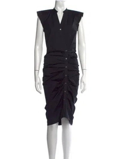 Pre-owned Veronica Beard V-neck Midi Length Dress In Black