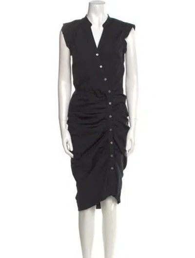 Pre-owned Veronica Beard V-neck Midi Length Dress In Black