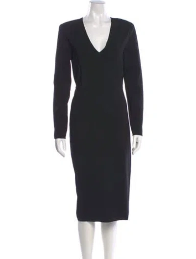Pre-owned Veronica Beard V-neck Midi Length Dress In Black