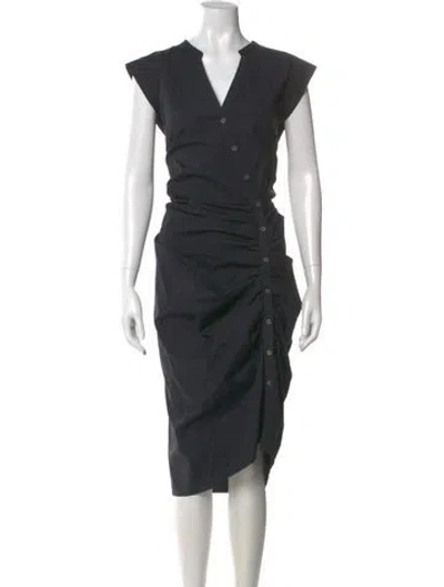Pre-owned Veronica Beard V-neck Midi Length Dress In Black