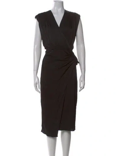 Pre-owned Veronica Beard V-neck Midi Length Dress In Black