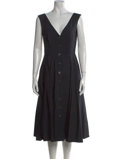 Pre-owned Veronica Beard V-neck Midi Length Dress In Black