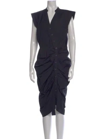 Pre-owned Veronica Beard V-neck Midi Length Dress In Black