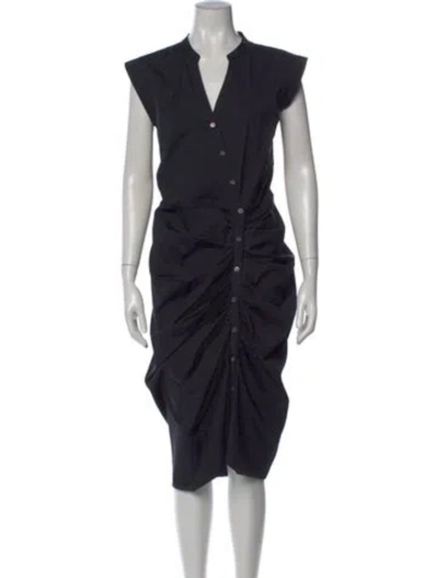 Pre-owned Veronica Beard V-neck Midi Length Dress In Black