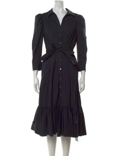 Pre-owned Veronica Beard V-neck Midi Length Dress In Black