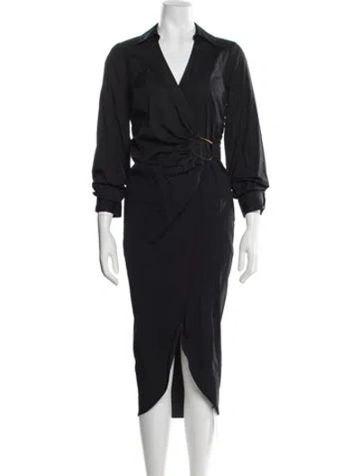 Pre-owned Veronica Beard V-neck Midi Length Dress In Black