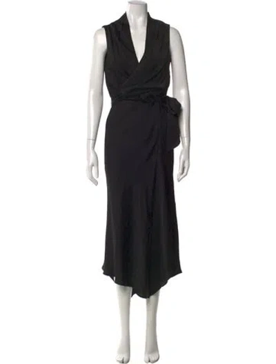 Pre-owned Veronica Beard V-neck Midi Length Dress In Black