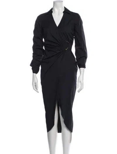 Pre-owned Veronica Beard V-neck Midi Length Dress In Black