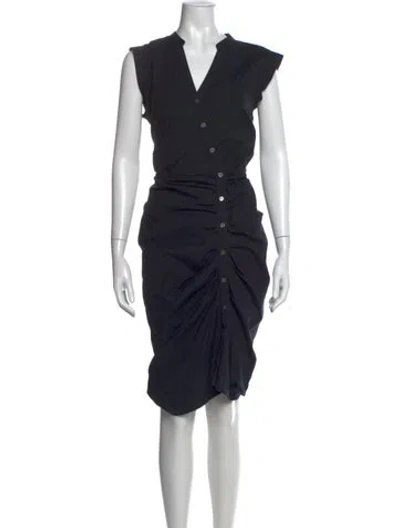 Pre-owned Veronica Beard V-neck Midi Length Dress In Black