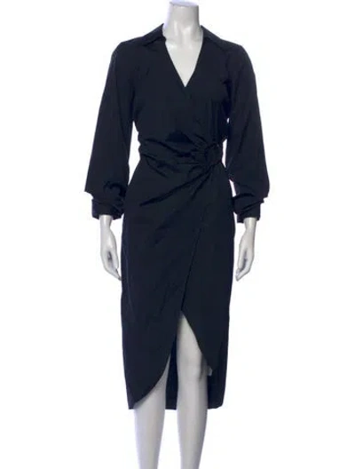 Pre-owned Veronica Beard V-neck Midi Length Dress In Black