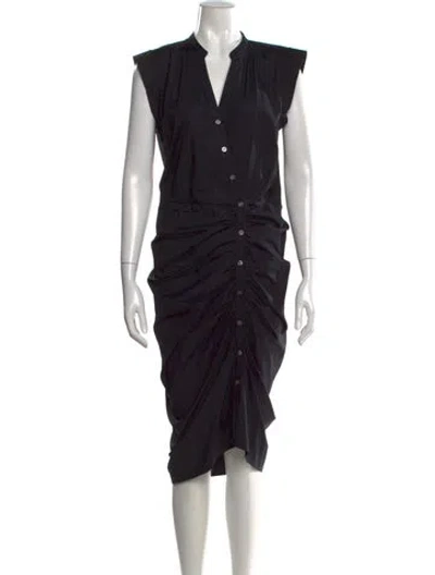 Pre-owned Veronica Beard V-neck Midi Length Dress In Black