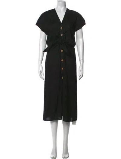 Pre-owned Veronica Beard V-neck Midi Length Dress In Black